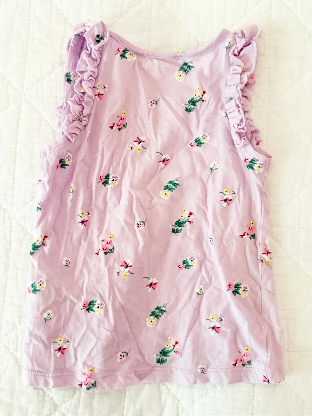 H&M Kids 3T Lilac Floral Ruffle Tank Top